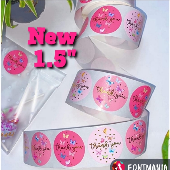 60  1.5" Premium THANK YOU STICKERS - Picture 4 of 7